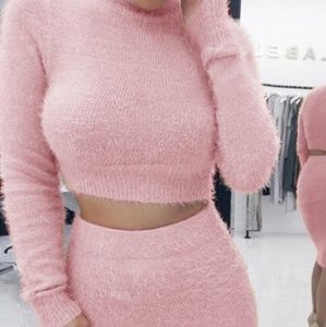 Two piece crop top with matching skirt